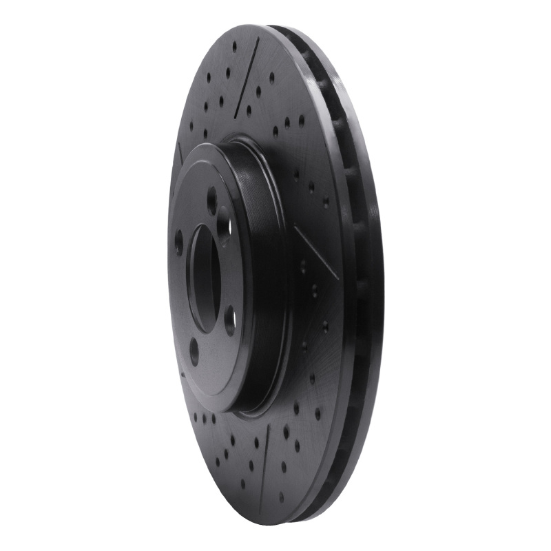 Mini Cooper Clubman Brake Rotor (1) - Front - R1 Concepts - Drilled & Slotted - Black - `07-`15